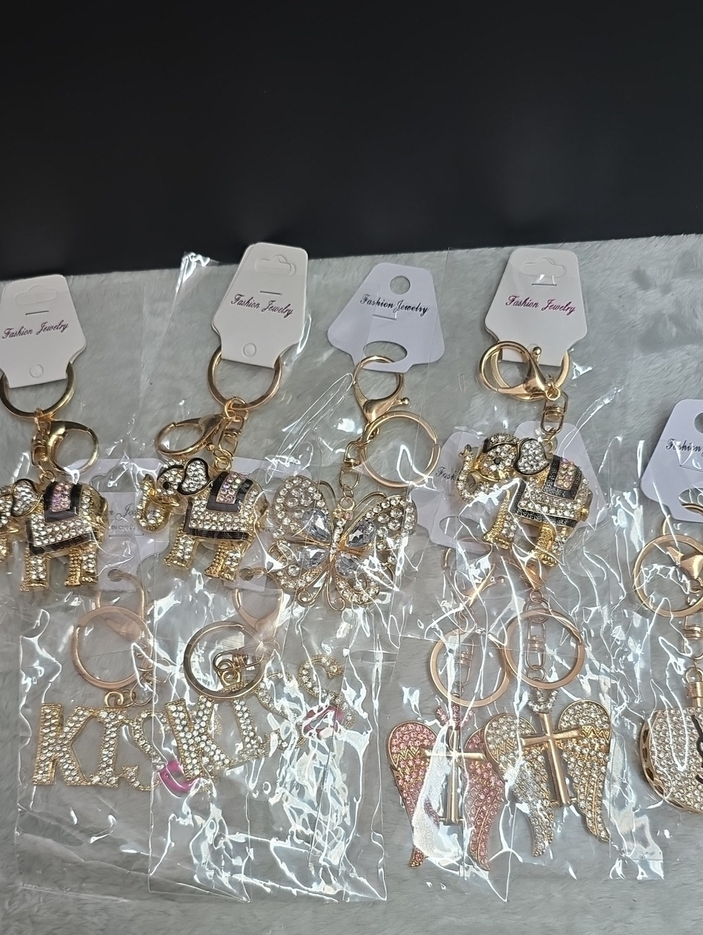 Fashion Jewelry Gold-Tone Crystal Charm Keychain with Multicolor Gem Accents